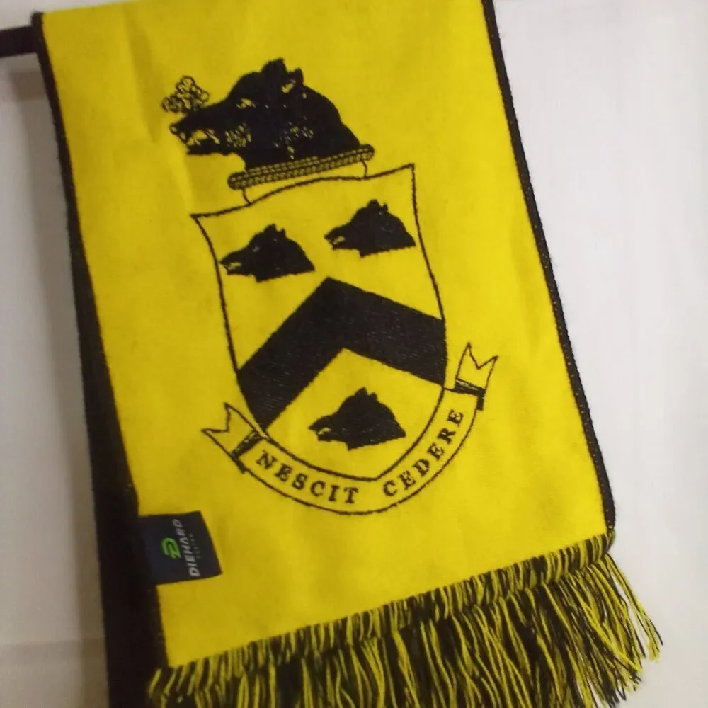 Oglethorpe University Scarf Diehard Double Side Fringe Black Yellow